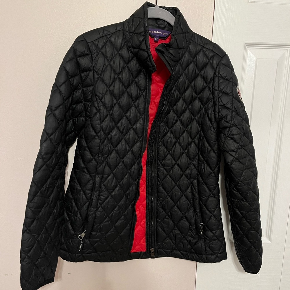 Madden Girl Black Jacket with Red Lining and Pockets